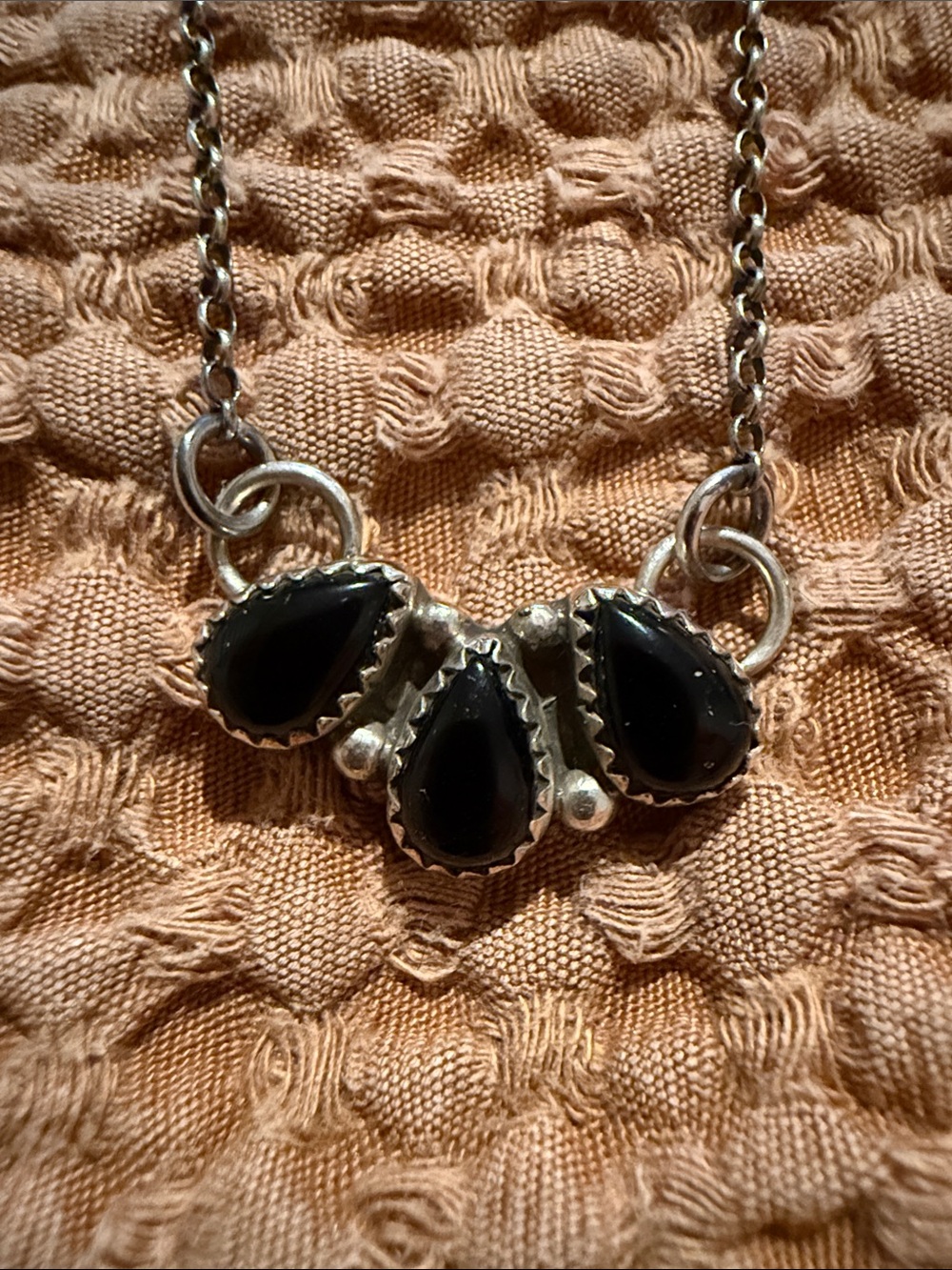 Black onyx cluster necklace